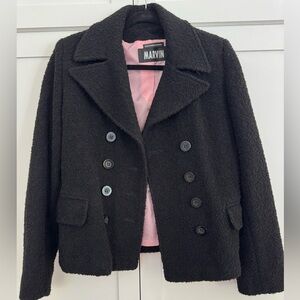Marvin Richards Black textured Double-Breasted Pea Coat Women’s M
